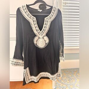 Debbie Katz Black Tunic with White Embroidery